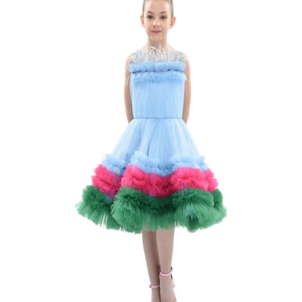 Blue Granada Ruffle Tulle Dress