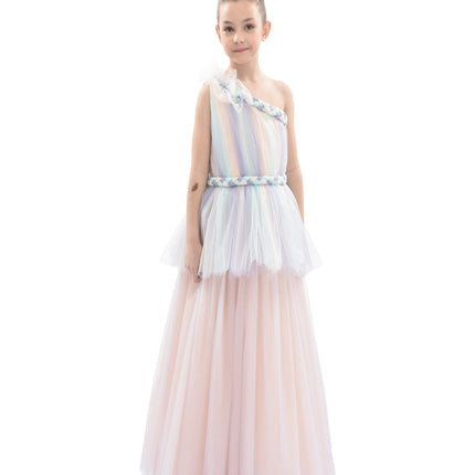 Multicolor Apollo Iridescent Tulle Gown