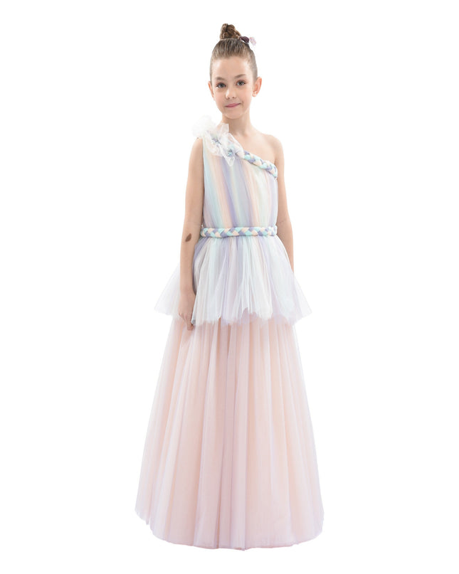 Multicolor Apollo Iridescent Tulle Gown