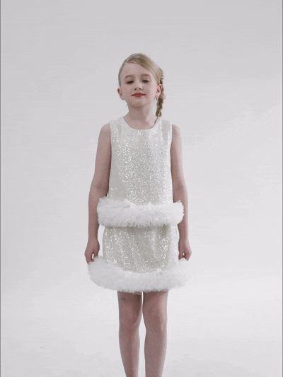 kids atelier tulleen Cream Celeste Sequin Party Outfit