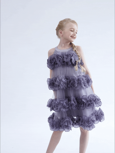 kids atelier tulleen Purple Elysia Tiered Ruffle Dress