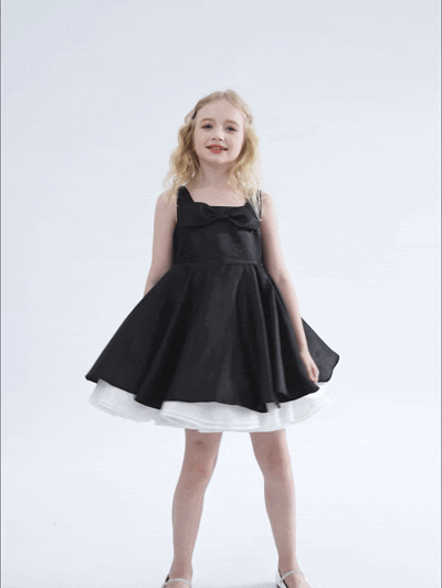 kids atelier tulleen Black Lucienne Satin Bow Dress