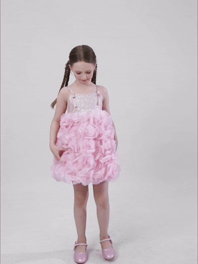 kids atelier tulleen Pink Arabella Glitter Ruffle Dress
