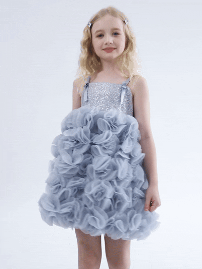 kids atelier tulleen Blue Arabella Glitter Ruffle Dress