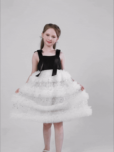 kids atelier tulleen Black & Ivory Sophia Party Dress