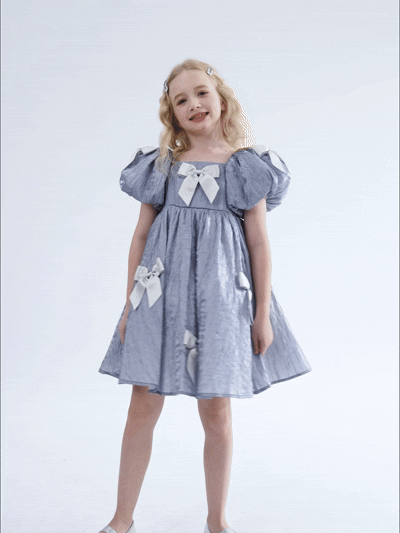 kids atelier tulleen Blue Clarissa Bow Party Dress
