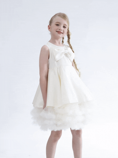kids atelier tulleen Ivory Anastasia Bow Tulle Dress