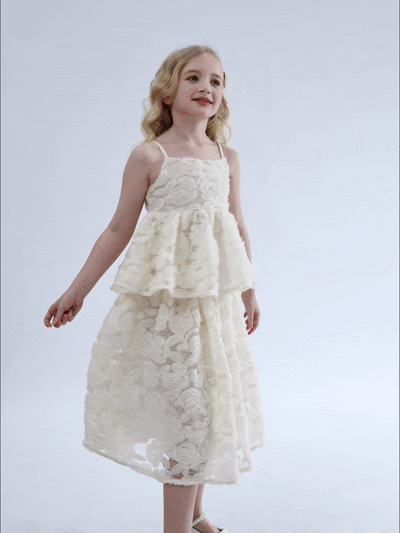 kids atelier tulleen Cream Juliette Lace skirt set