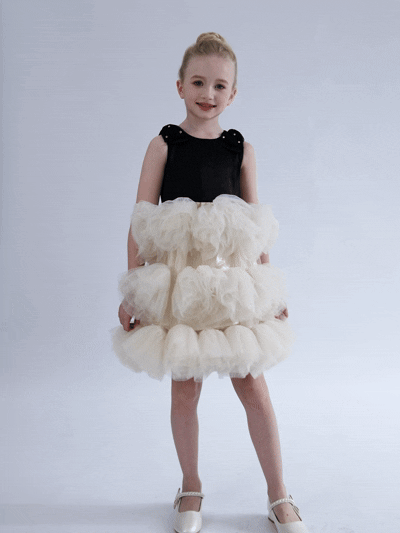 kids atelier tulleen Black & Cream Celestine Ruffle Dress