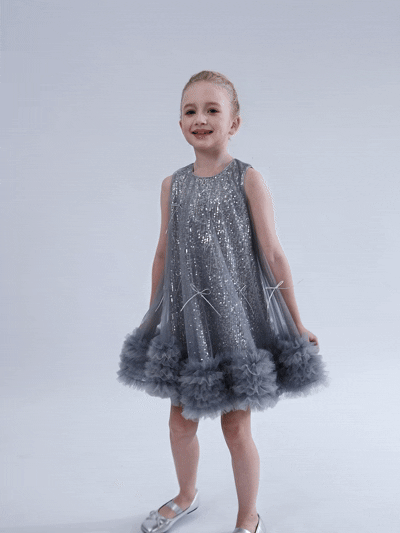 kids atelier tulleen Blue Evangeline Sequin Tulle Dress