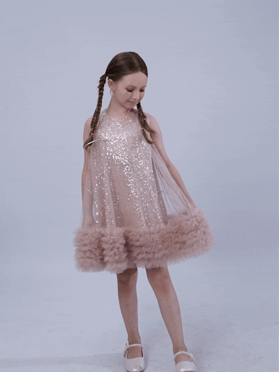 kids atelier tulleen Pink Evangeline Sequin Tulle Dress