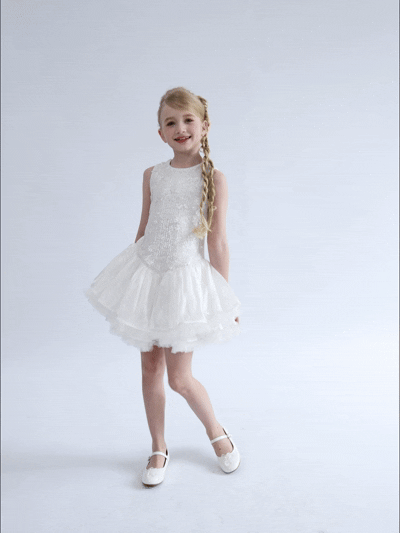 kids atelier tulleen White Arabella Floral Tulle Dress