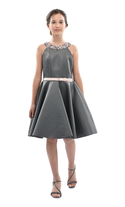 Gray Cardona Pearl Halter Dress