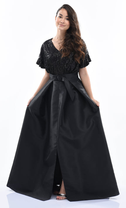 Black Arcola Glimmer Tulle Gown