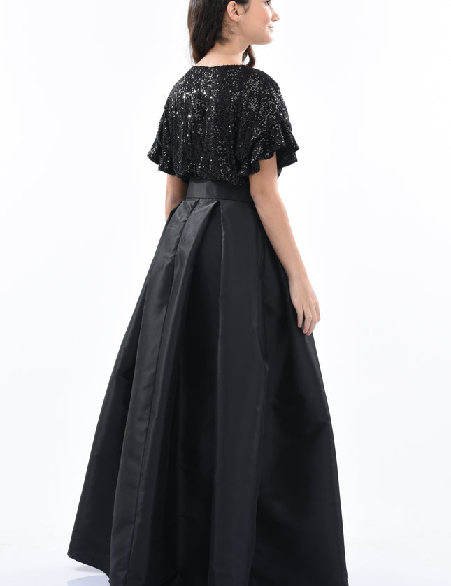Black Arcola Glimmer Tulle Gown