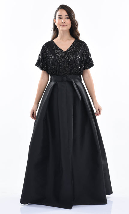 Black Arcola Glimmer Tulle Gown