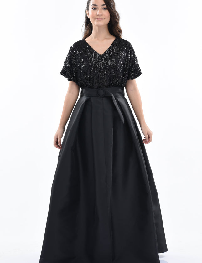 Black Arcola Glimmer Tulle Gown