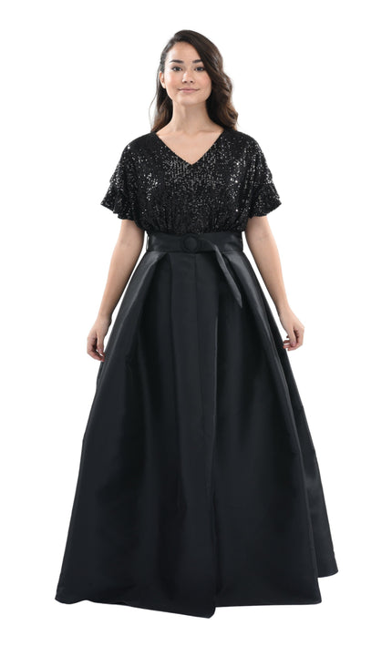 Black Arcola Glimmer Tulle Gown