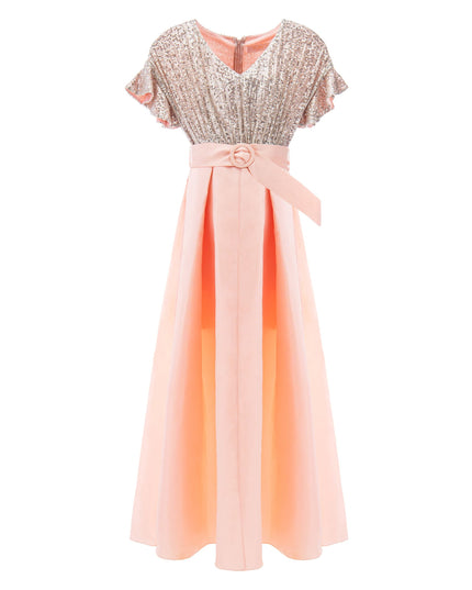 Peach Arcola Glimmer Tulle Gown