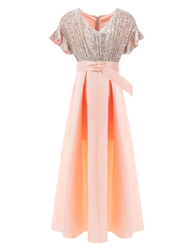 Peach Arcola Glimmer Tulle Gown