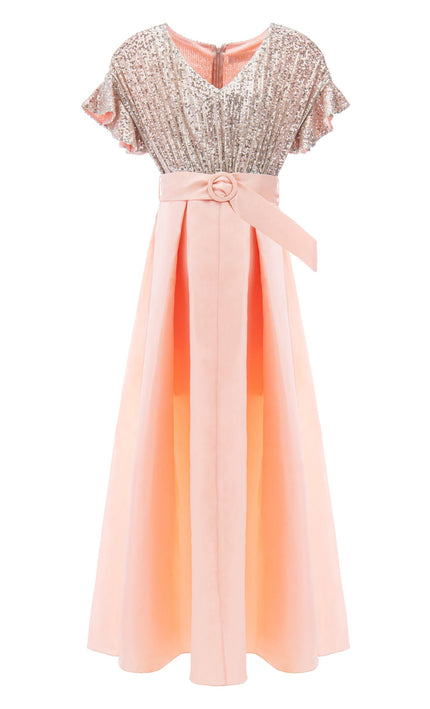 Peach Arcola Glimmer Tulle Gown