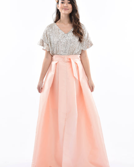 Peach Arcola Glimmer Tulle Gown