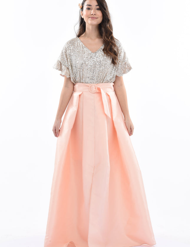 Peach Arcola Glimmer Tulle Gown