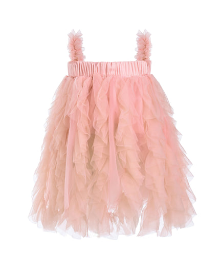 Pink Sleeveless Ruffle Layered Dress