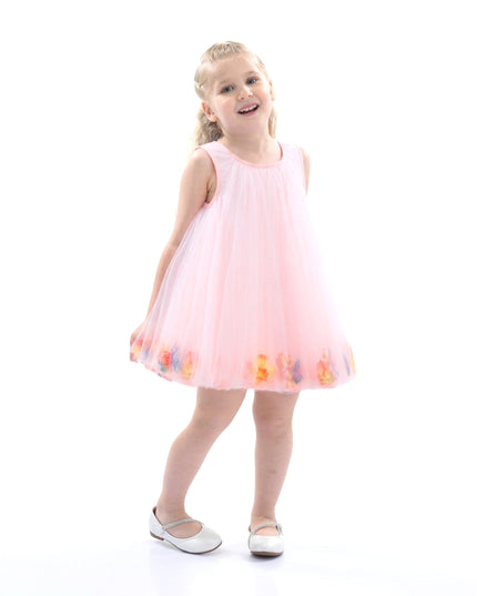Pink Floral Layered Sleeveless Dress