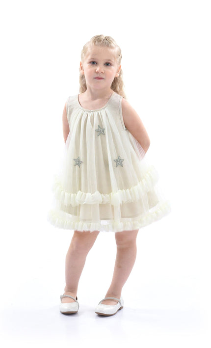 Mist Sleeveless Star Ruffle Dress