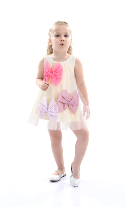 Ivory Tulle Bow Sleeveless Dress