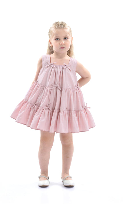 Pink Tiered Ribbon Sleeveless Dress