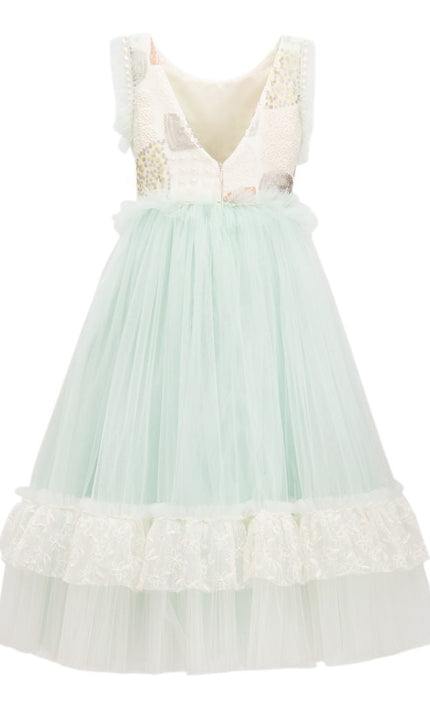 kids atelier tulleen Mint Lynn Embroidered Dress