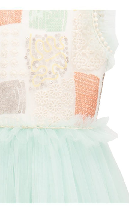 kids atelier tulleen Mint Lynn Embroidered Dress