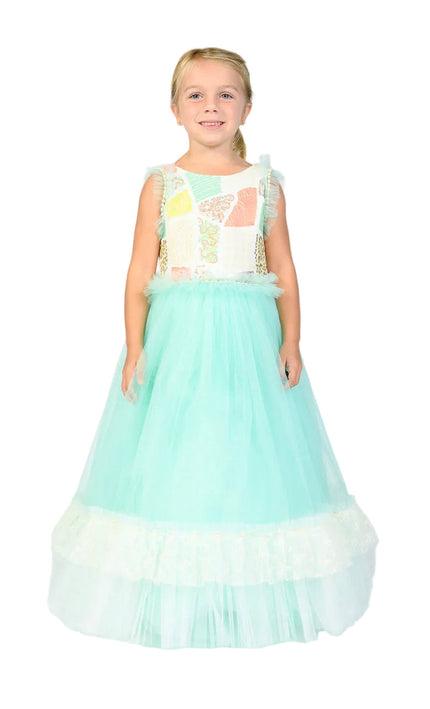kids atelier tulleen Mint Lynn Embroidered Dress