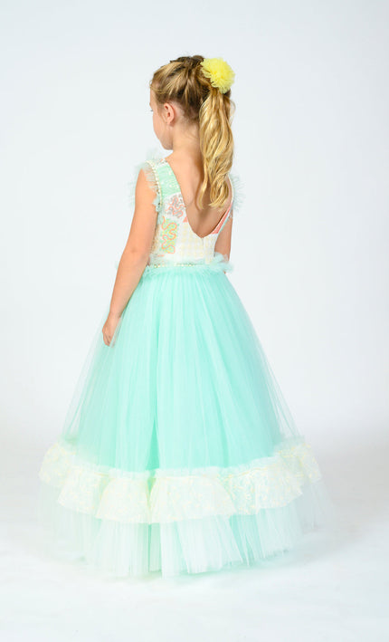 kids atelier tulleen Mint Lynn Embroidered Dress