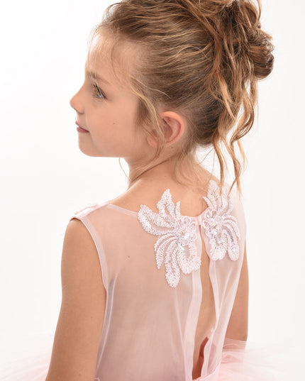 Pink Camellia Tiered Tulle Dress