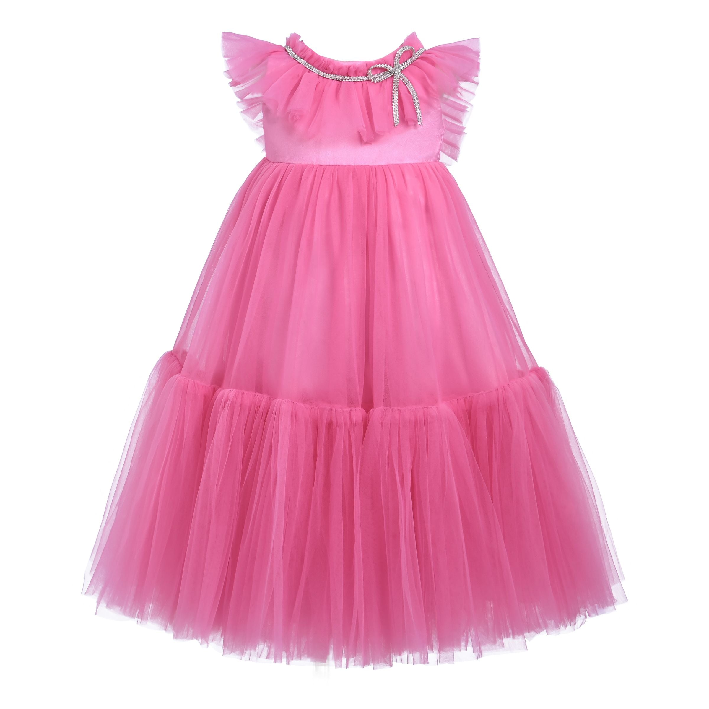 Tulleen Pink Ruffle Beckwith Trapeze Dress