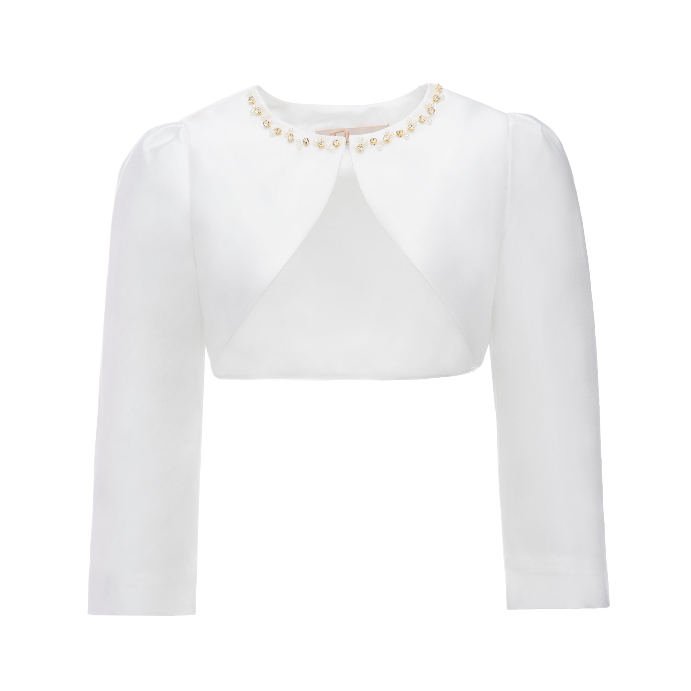 White Cropped Satin Cardigan 1Y-2Y / White White Cropped Satin Cardigan 1Y-2Y / White