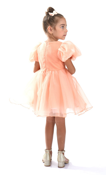 Peach Bow Organza Dress