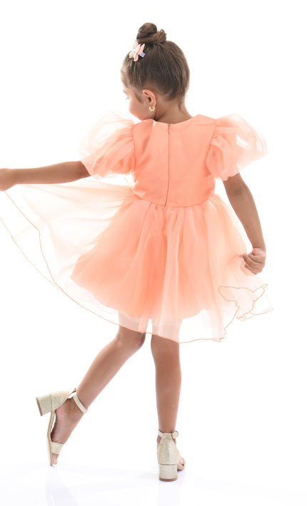Peach Bow Organza Dress