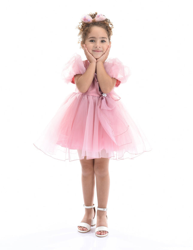Pink Raspberry Bow Organza Dress