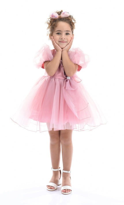 Pink Raspberry Bow Organza Dress