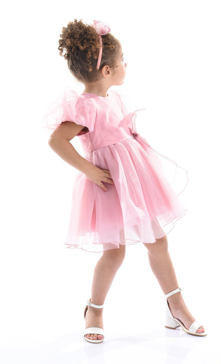 Pink Raspberry Bow Organza Dress