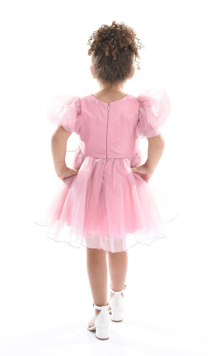 Pink Raspberry Bow Organza Dress