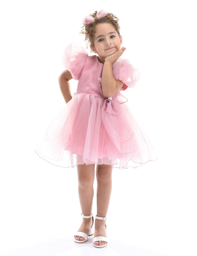 Pink Raspberry Bow Organza Dress