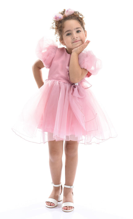 Pink Raspberry Bow Organza Dress