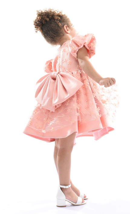 Coral Moneta Floral Bow Dress