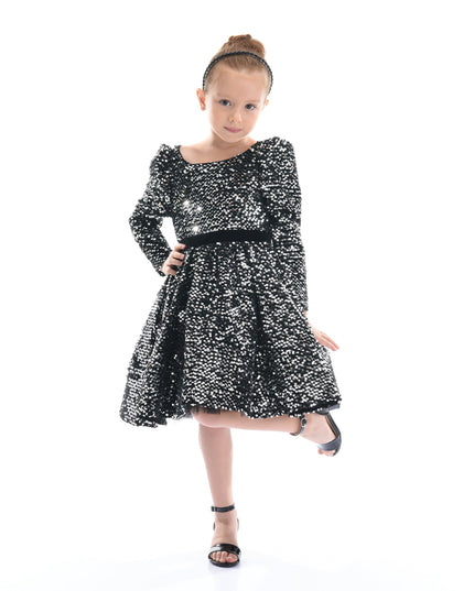 Black Merribrook Sequin Bow Dress