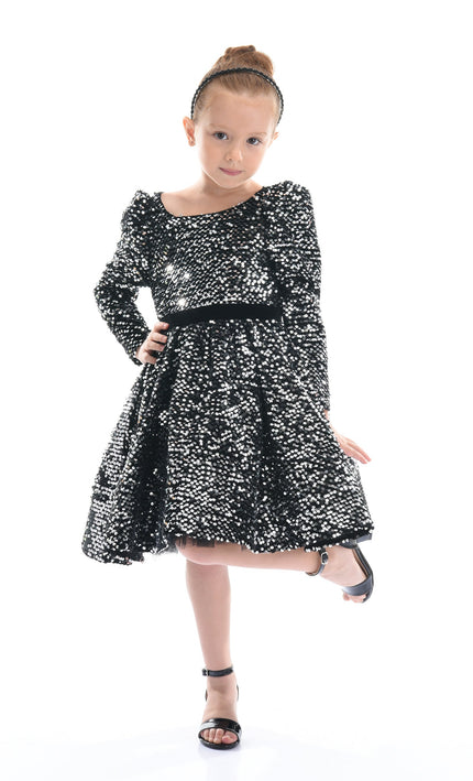 Black Merribrook Sequin Bow Dress